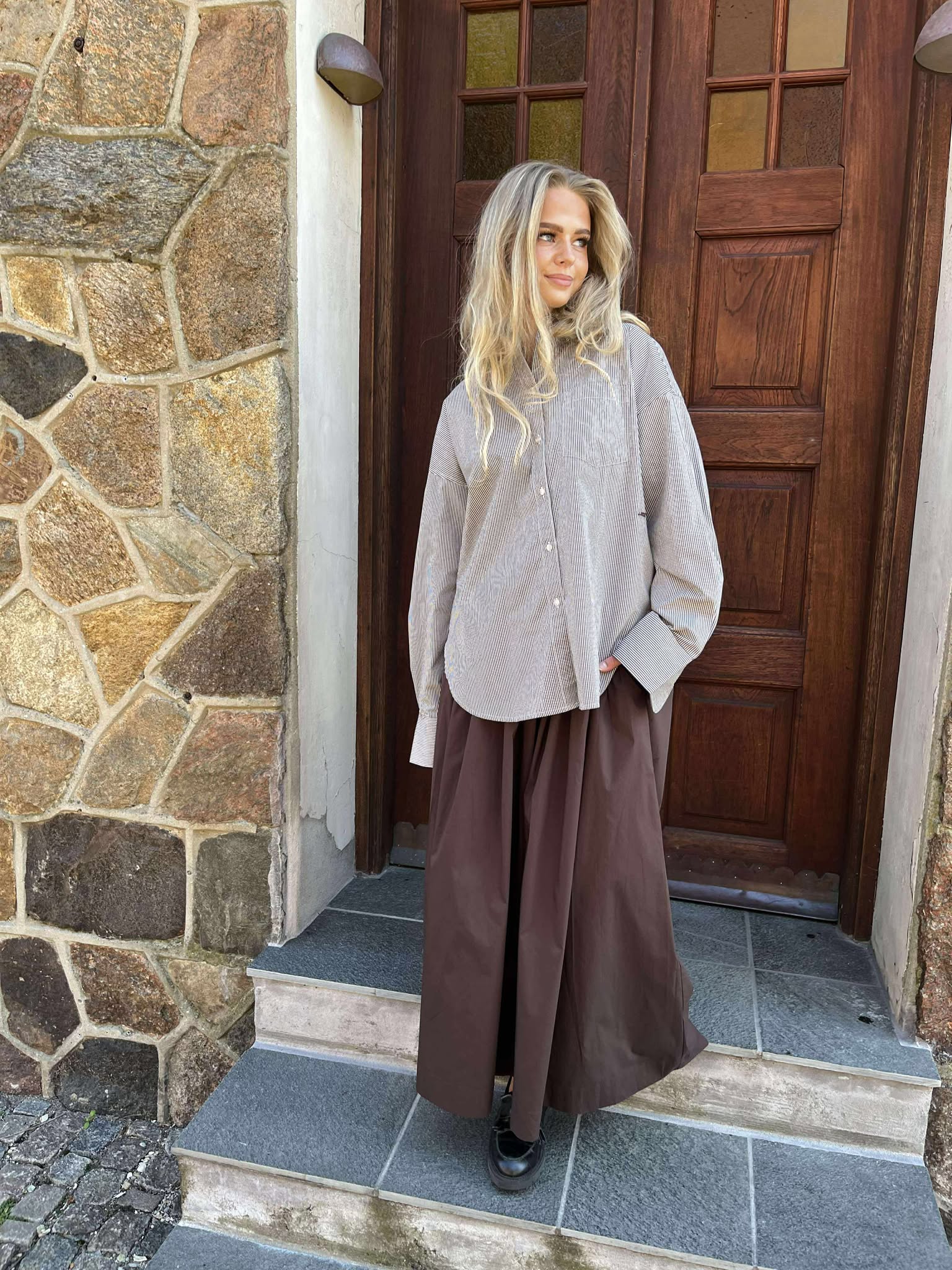 OBJPAIGE Long Skirt - Seal Brown